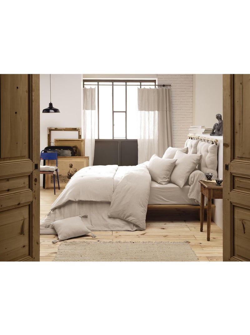 Housse de couette 240 x 220 cm double gaze de coton Ga?a Pampa Beige - Kiabi