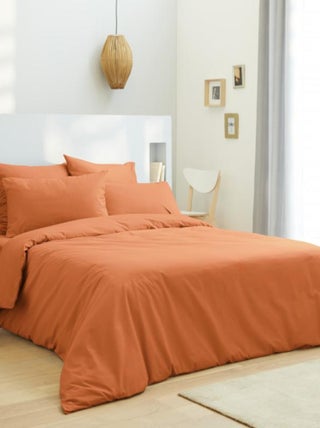 Housse De Couette 240 X 220 Unie Orange 100% Coton / 57 Fils/cm²