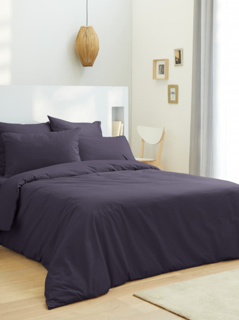 Housse de couette 240 x 220 unie prune 100% Coton / 57 Fils/cm² Violet - Kiabi