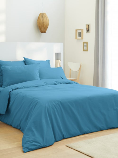 Housse de couette 240 x 220 unie turquoise 100% Coton / 57 Fils/cm² - Kiabi