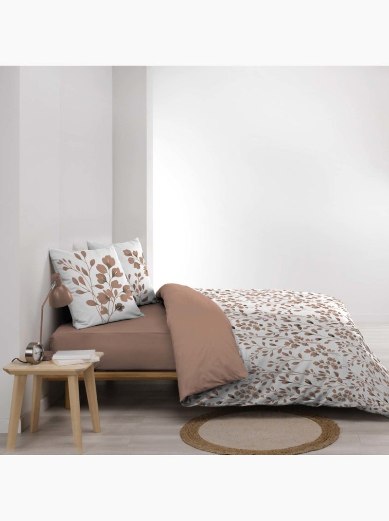 Housse de couette 240x220 + 2 taies 100% coton 57fils Beige - Kiabi