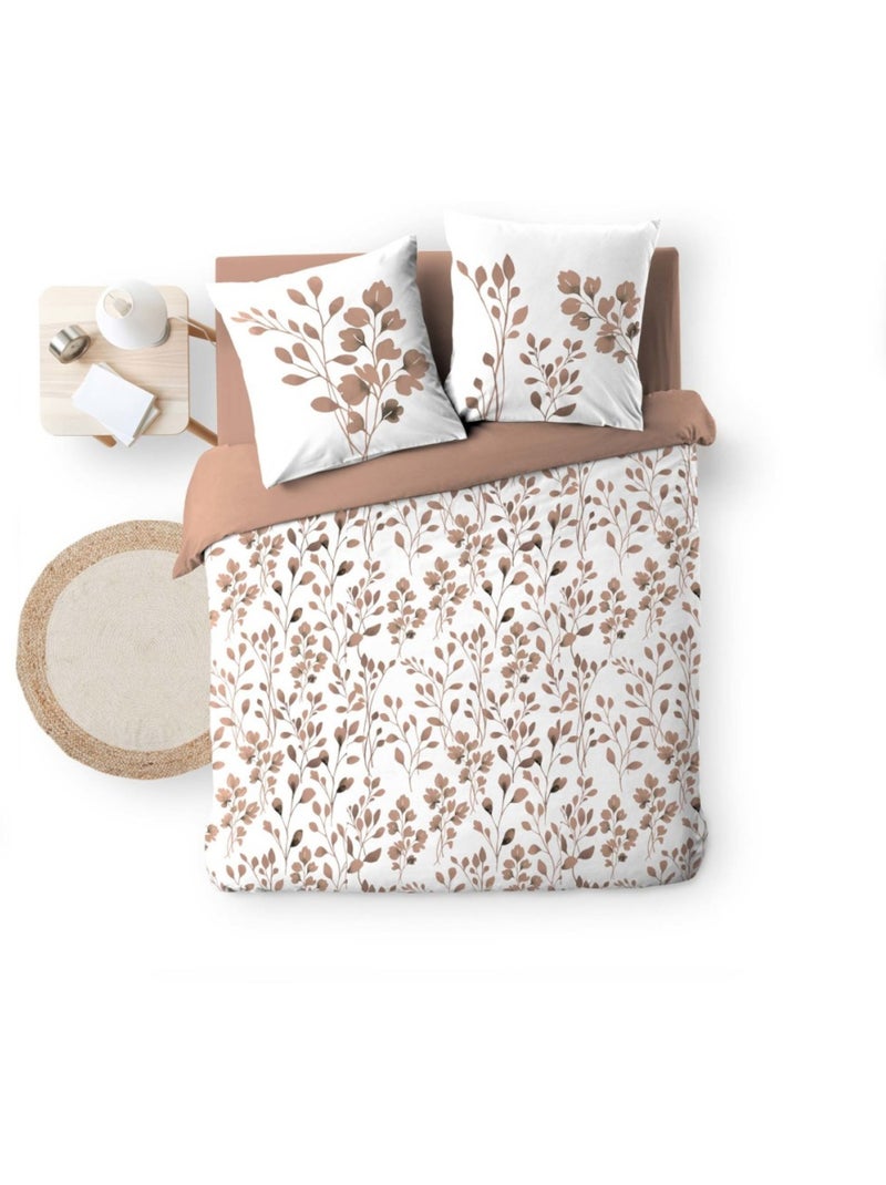 Housse de couette 240x220 + 2 taies 100% coton 57fils Beige - Kiabi