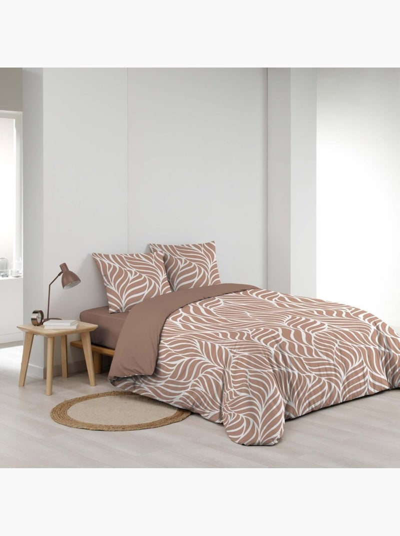 Housse de couette 240x220 + 2 taies 100% coton 57fils Beige - Kiabi