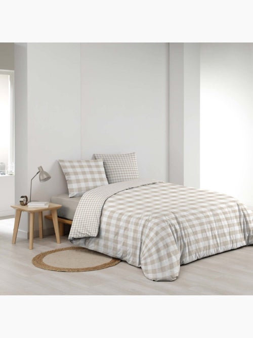 Housse de couette 240x220 + 2 taies 100% coton 57fils - Kiabi