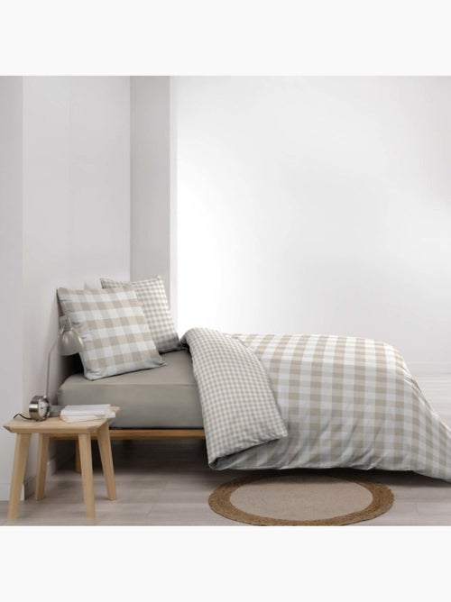 Housse de couette 240x220 + 2 taies 100% coton 57fils - Kiabi