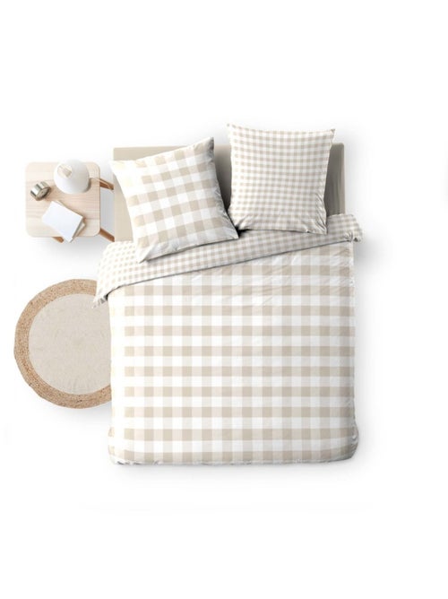 Housse de couette 240x220 + 2 taies 100% coton 57fils - Kiabi