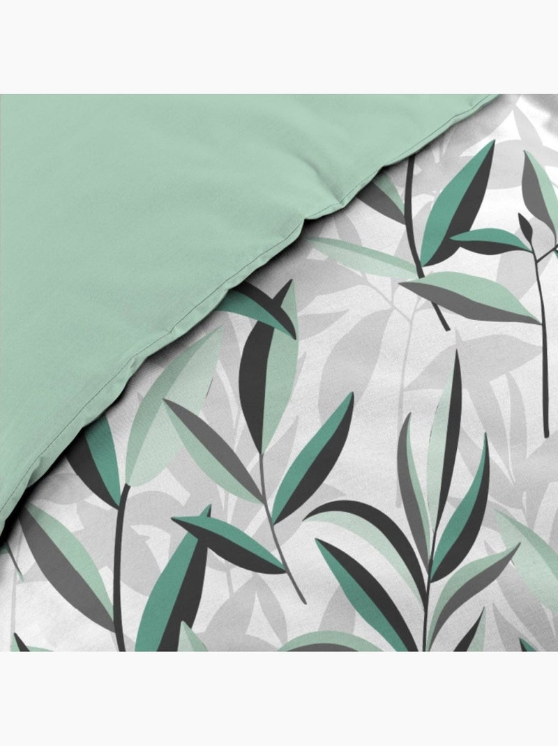 Housse de couette 240x220 + 2 taies 100% coton 57fils ELDORADO Vert - Kiabi