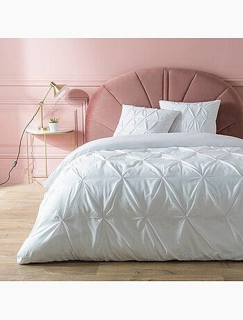 Housse de couette 240x220 + 2 taies 100% coton 57fils finition plissée
