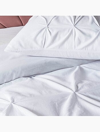 Housse de couette 240x220 + 2 taies 100% coton 57fils finition plissée