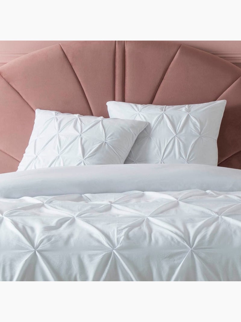 Housse de couette 240x220 + 2 taies 100% coton 57fils finition plissée Blanc - Kiabi