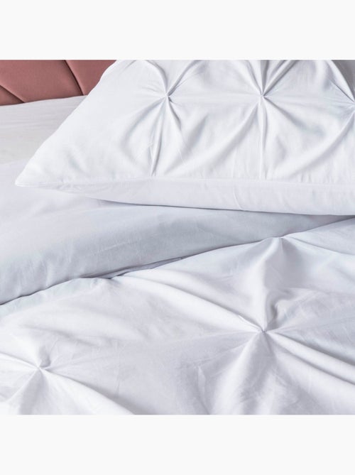 Housse de couette 240x220 + 2 taies 100% coton 57fils finition plissée - Kiabi