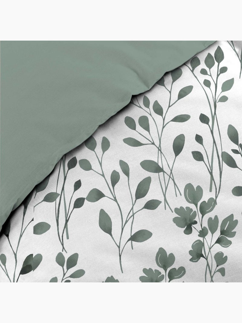 Housse de couette 240x220 + 2 taies 100% coton 57fils Vert - Kiabi