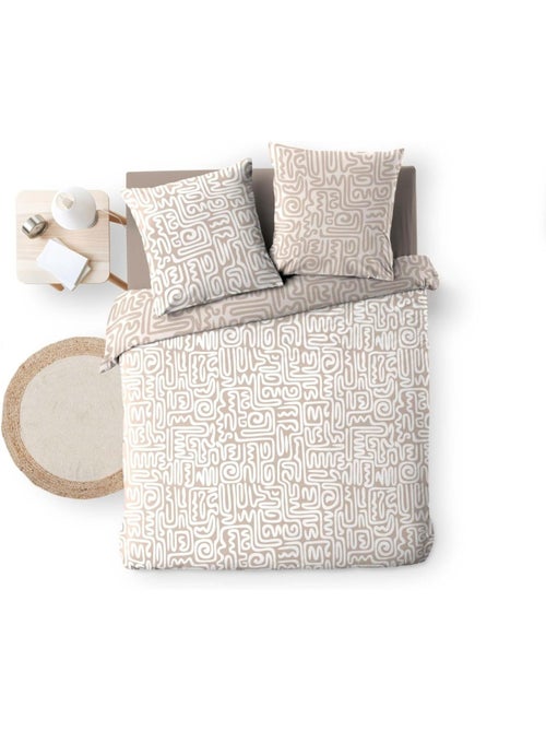 Housse de couette 240x220 + 2 taies 100% coton - Kiabi