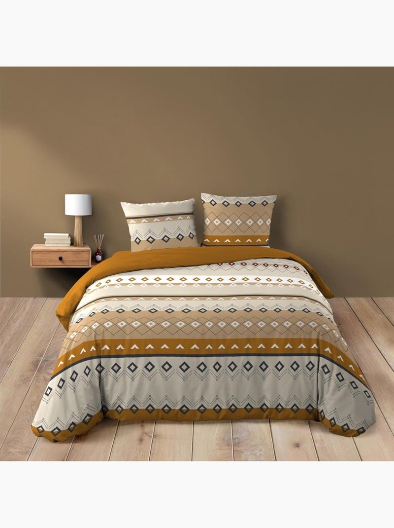 Housse de couette 240x220 + 2 taies 100% coton Jaune - Kiabi