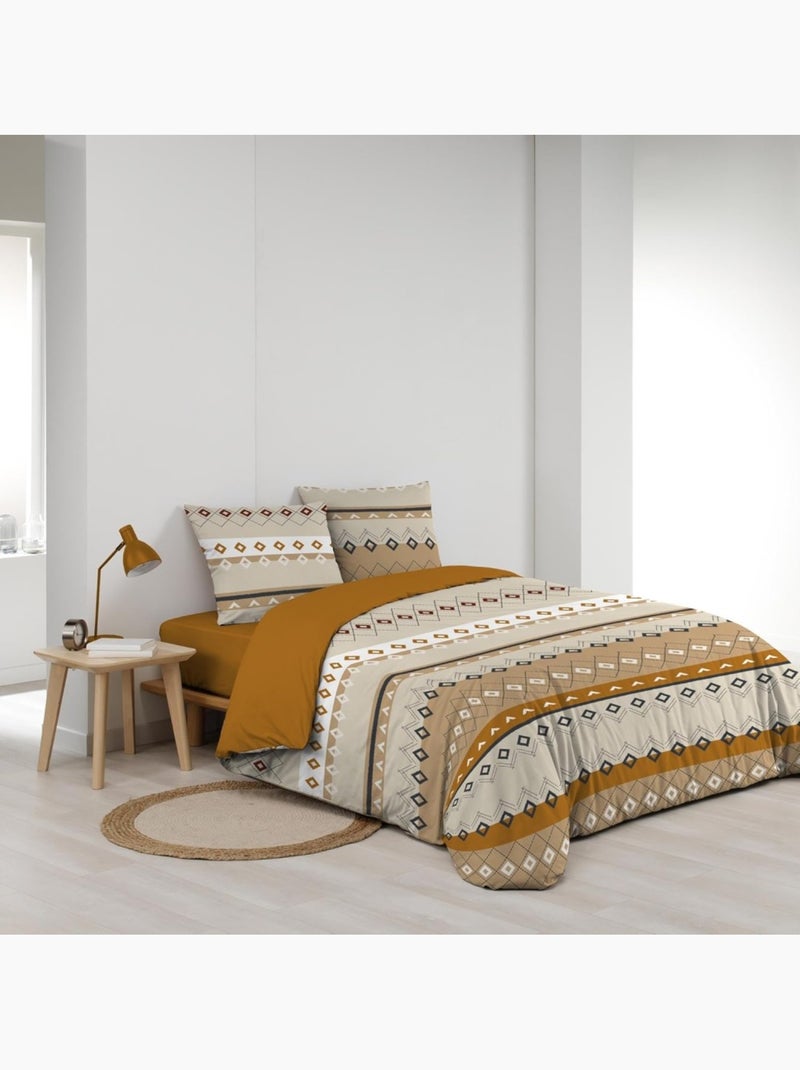 Housse de couette 240x220 + 2 taies 100% coton Jaune - Kiabi