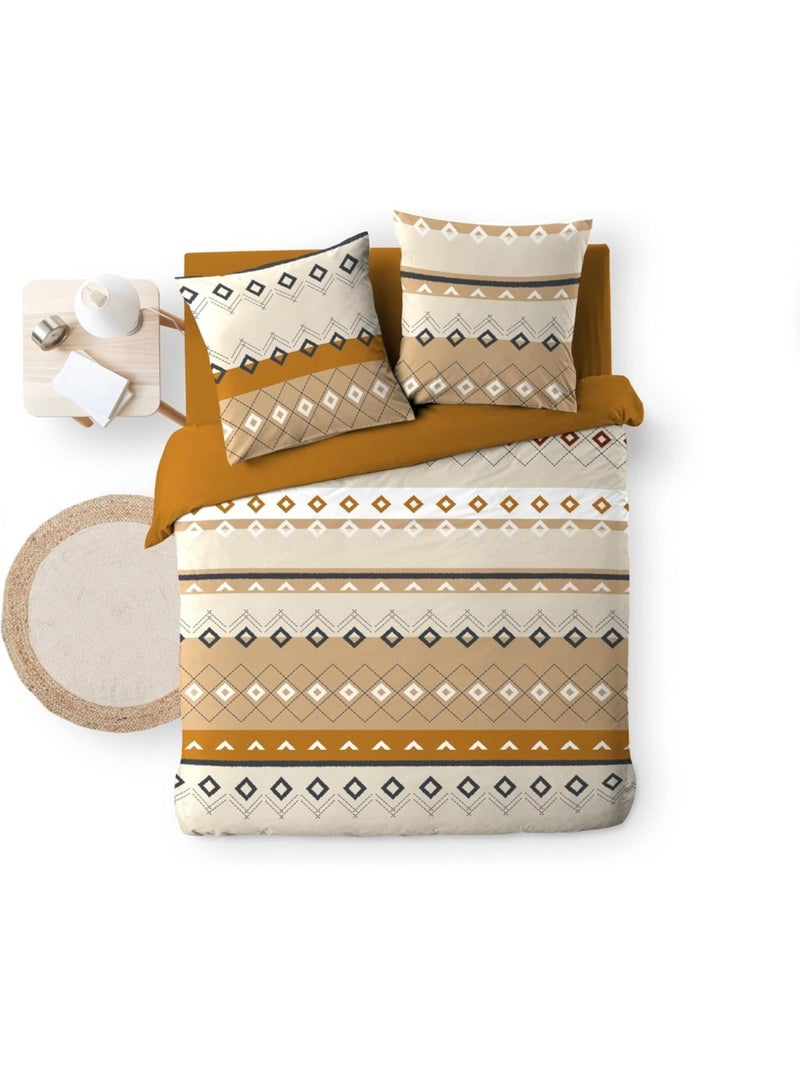 Housse de couette 240x220 + 2 taies 100% coton Jaune - Kiabi