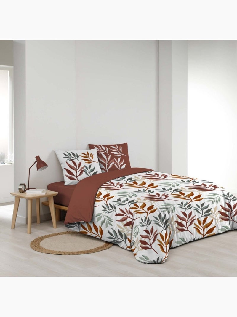 Housse de couette 240x220 + 2 taies 100% coton makao Rouge - Kiabi