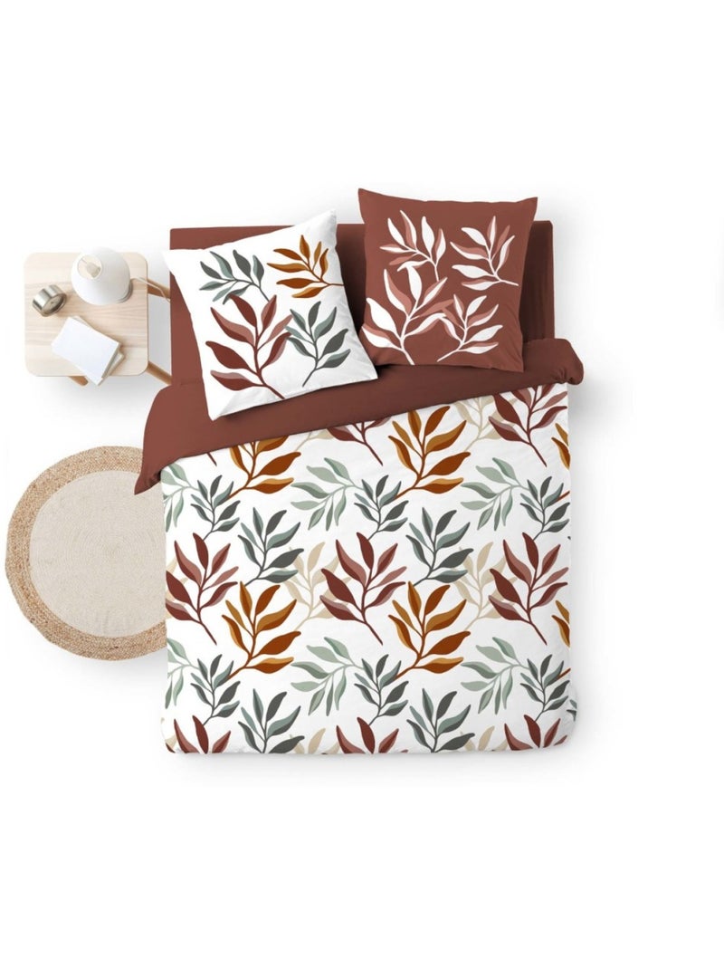 Housse de couette 240x220 + 2 taies 100% coton makao Rouge - Kiabi