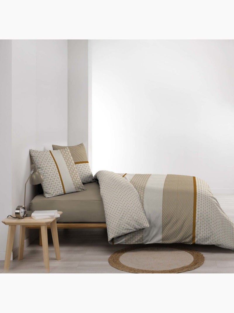 Housse de couette 240x220 + 2 taies 100% coton meiko Beige - Kiabi