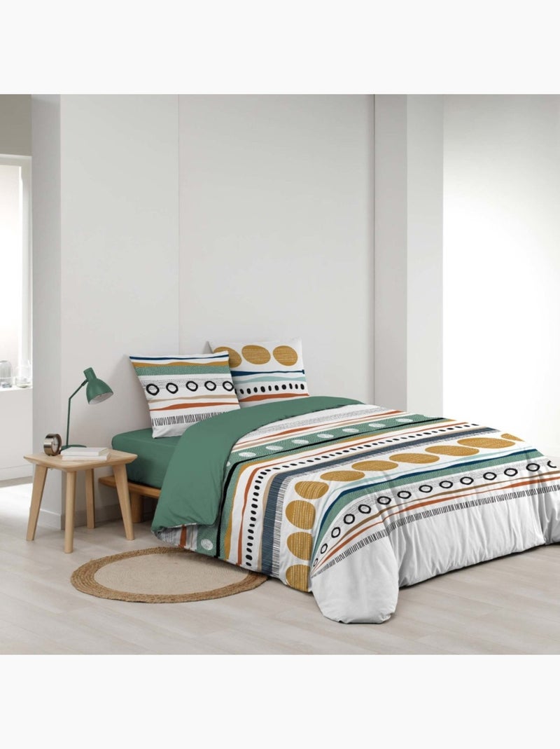 Housse de couette 240x220 + 2 taies 100% coton Multicolore - Kiabi
