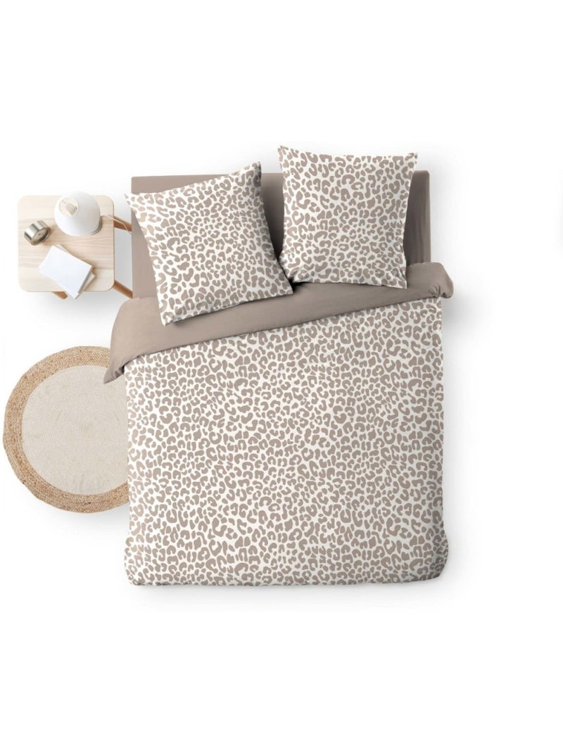 Housse de couette 240x220 + 2 taies 100% coton wild Beige - Kiabi