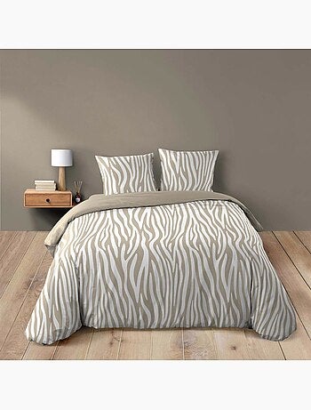 Housse de couette 240x220 + 2 taies 100% coton zebris