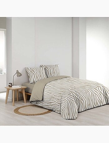 Housse de couette 240x220 + 2 taies 100% coton zebris