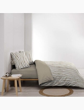 Housse de couette 240x220 + 2 taies 100% coton zebris