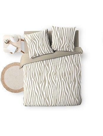 Housse de couette 240x220 + 2 taies 100% coton zebris