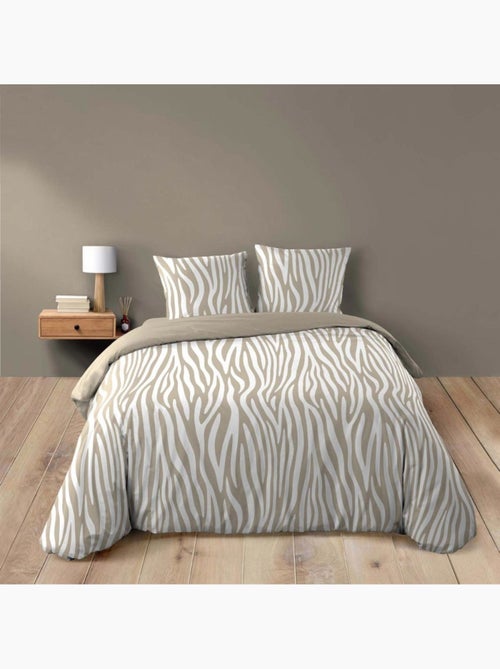 Housse de couette 240x220 + 2 taies 100% coton zebris - Kiabi