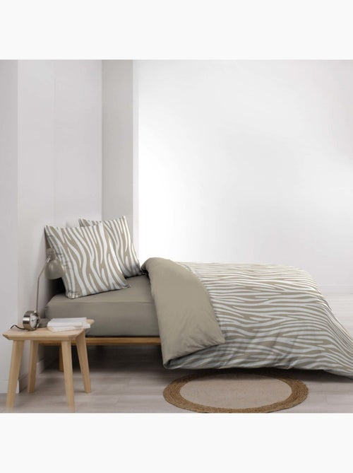 Housse de couette 240x220 + 2 taies 100% coton zebris - Kiabi