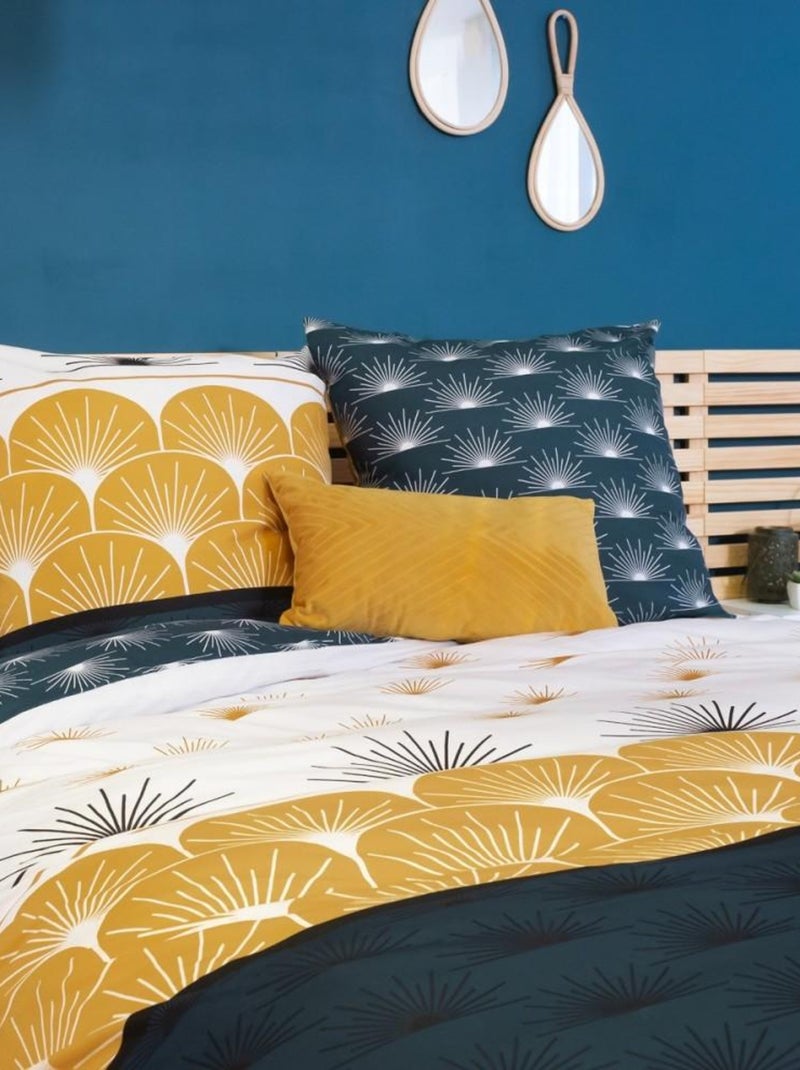Housse de couette 240x220 + 2 taies ABBIE microfibre Bleu - Kiabi