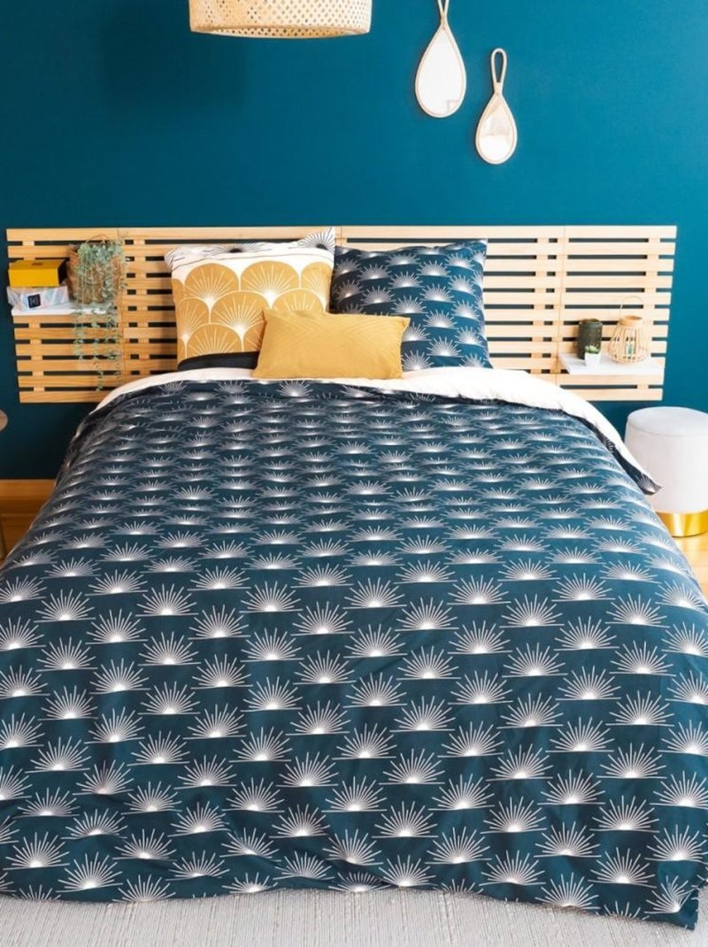 Housse de couette 240x220 + 2 taies ABBIE microfibre Bleu - Kiabi