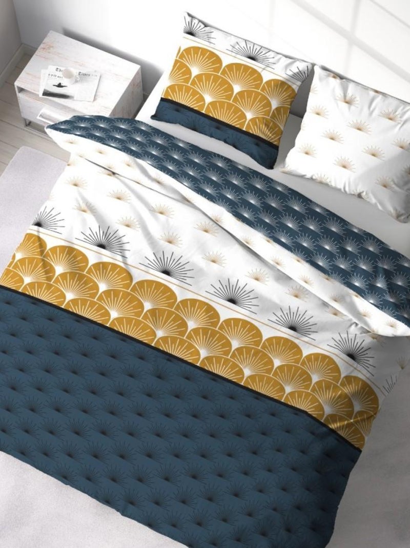 Housse de couette 240x220 + 2 taies ABBIE microfibre Bleu - Kiabi