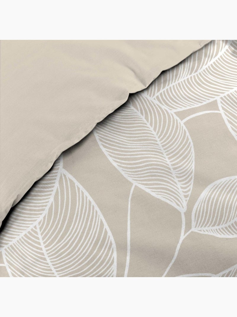 Housse de couette 240x220 + 2 taies AMANDA 100% coton 57fils Beige - Kiabi