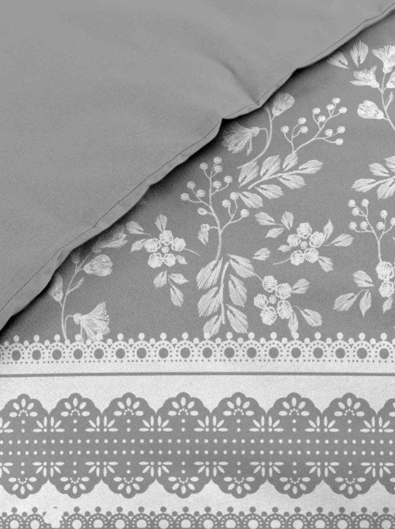 Housse de couette 240x220 + 2 taies ANNIE 100% coton Gris - Kiabi