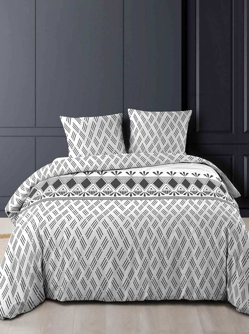 Housse de couette 240x220 + 2 taies Arcadia coton 52 fils Blanc - Kiabi