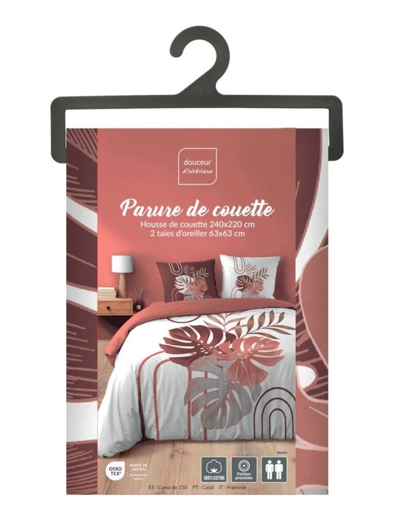 Housse de couette 240x220 + 2 taies ASTRIA 100% coton Blanc - Kiabi
