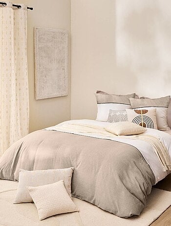 Housse de couette 240x220 + 2 taies bicolore 100% coton 57fils