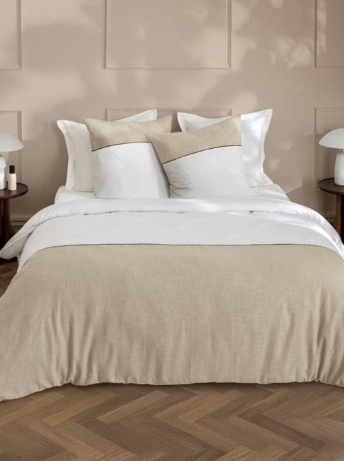Housse de couette 240x220 + 2 taies bicolore 100% coton 57fils - Kiabi