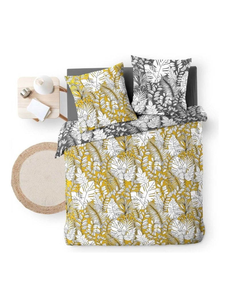 Housse de couette 240x220 + 2 taies CALAOS microfibre Jaune - Kiabi