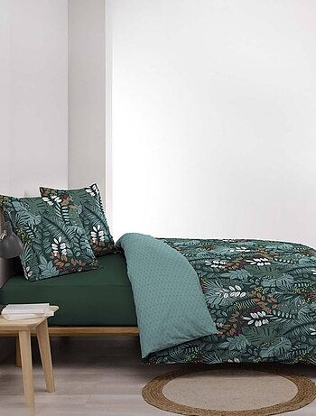 Housse de couette 220x240 Jungle + 2 taies 100% coton 57 fils - Vert -  Kiabi - 41.90€