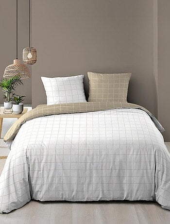 Housse de couette 240x220 + 2 taies CARREAUX 100% coton 57fils