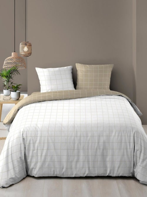 Housse de couette 240x220 + 2 taies CARREAUX 100% coton 57fils - Kiabi Housse de couette 240x220 + 2 taies CARREAUX 100% coton 57fils - Kiabi