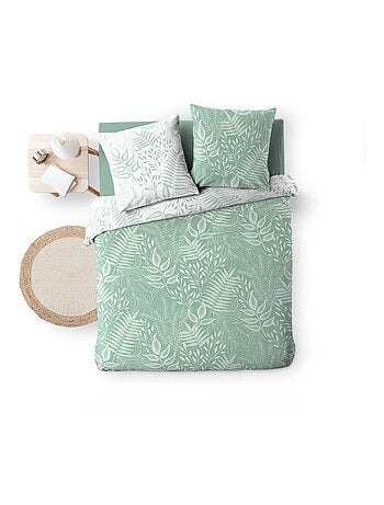 Housse de couette 240x220 + 2 taies CASSIA sauge 100% coton