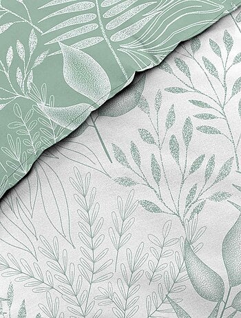 Housse de couette 240x220 + 2 taies CASSIA sauge 100% coton