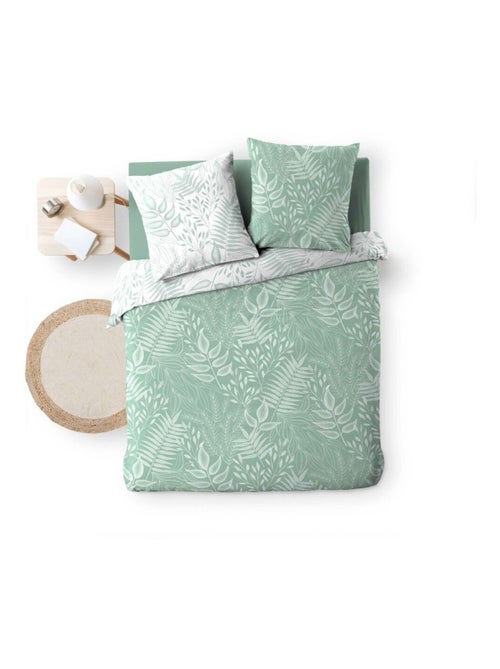 Housse de couette 240x220 + 2 taies CASSIA sauge 100% coton - Kiabi Housse de couette 240x220 + 2 taies CASSIA sauge 100% coton - Kiabi