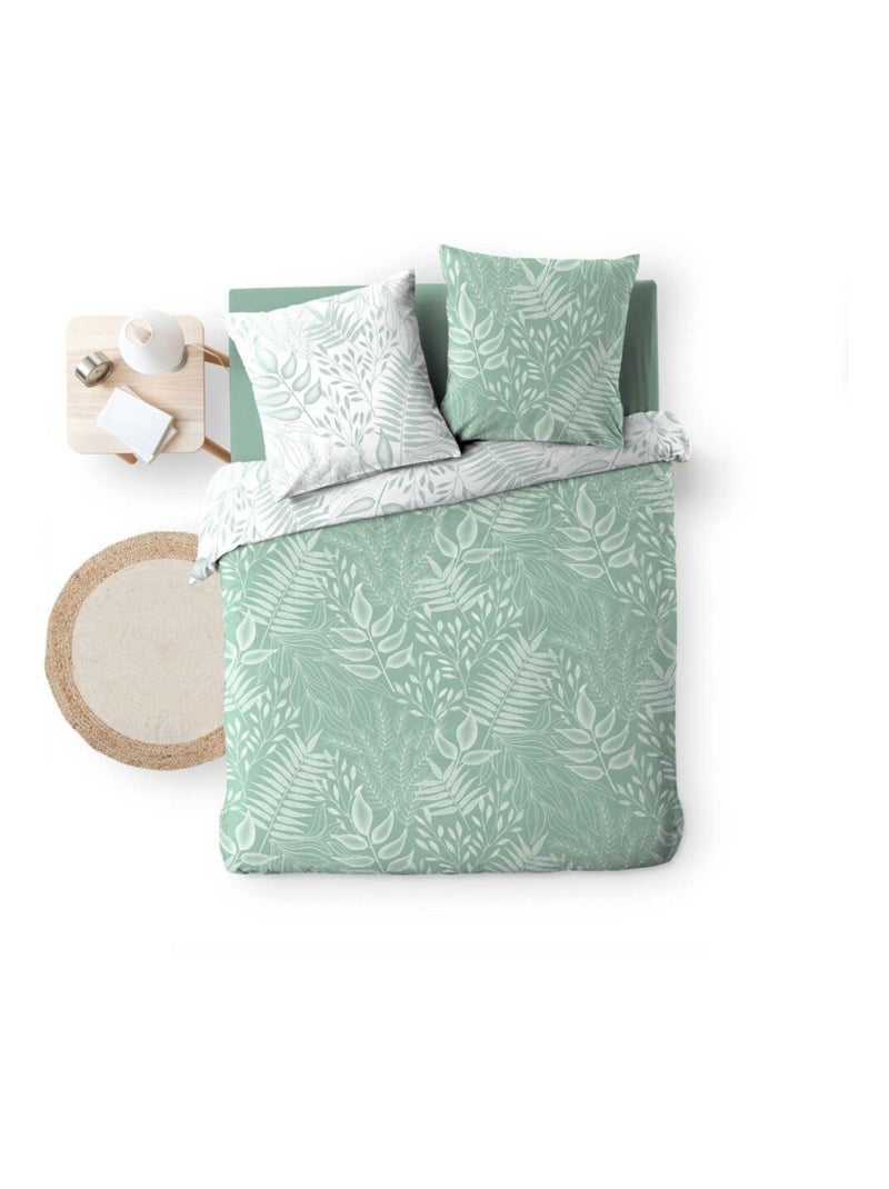 Housse de couette 240x220 + 2 taies CASSIA sauge 100% coton Vert - Kiabi