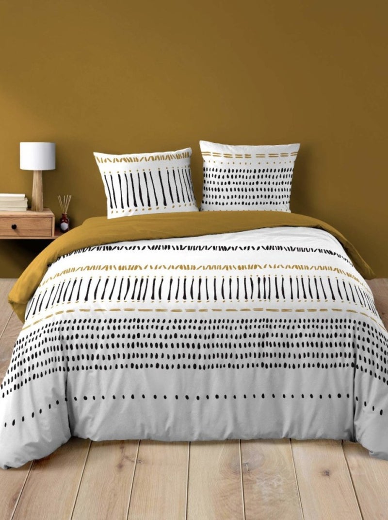 Housse de couette 240x220 + 2 taies CHICAGO 100% coton Blanc - Kiabi