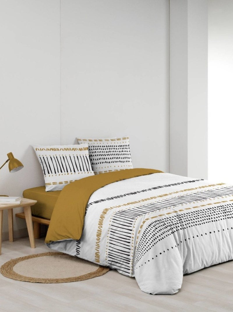 Housse de couette 240x220 + 2 taies CHICAGO 100% coton Blanc - Kiabi